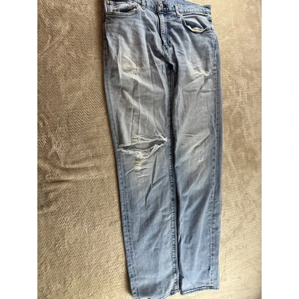 Vintage Levi's 502 Straight Leg Jeans Mens Blue Denim Distressed 36x38 5-Pocket